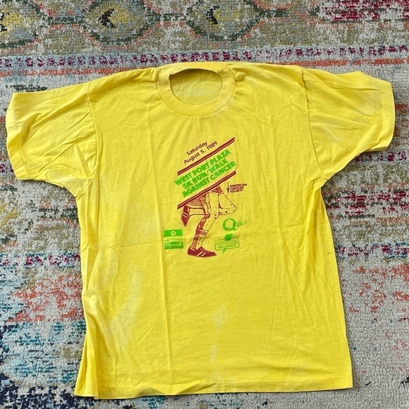 Vintage West Port Plaza 5K Run / Walk Against Cancer 1989 Screen Stars T-Shirt - Picture 2 of 11